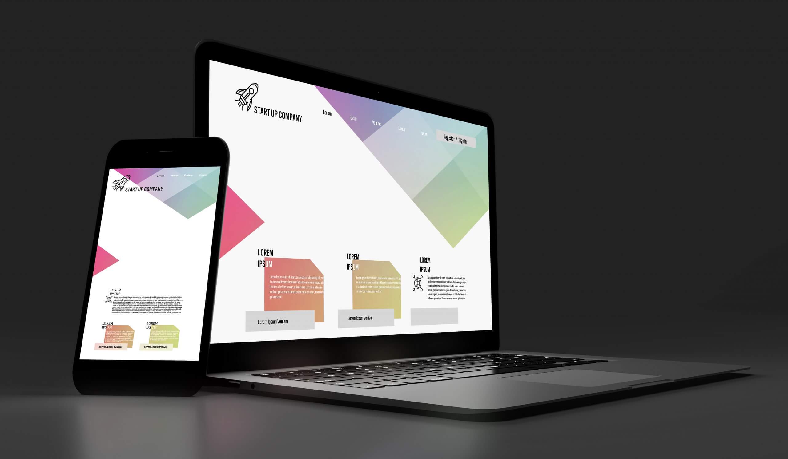 Mock up of devices on a dark background - 3d rendering